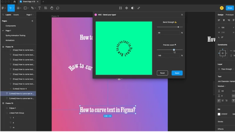 Screenshot of ARC plugin in Figma