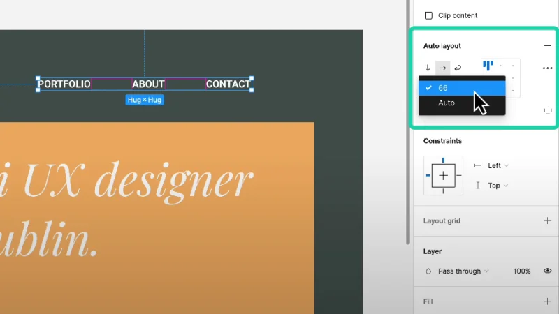 applying spacing settings to auto layout frame in figma