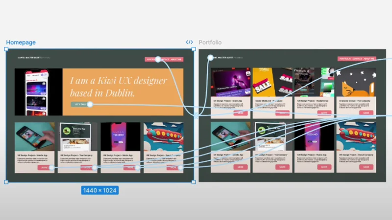 website prototype noodle connections preview in figma