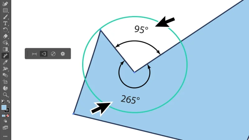 exterior and interior angular dimension lines in adobe illustrator