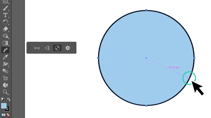 setting up a radial dimension guide in adobe illustrator