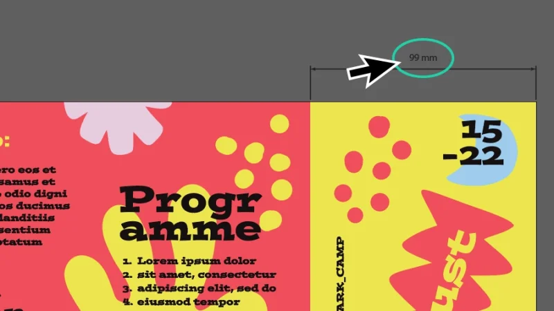 dimension line value of 99 millimeters in adobe illustrator
