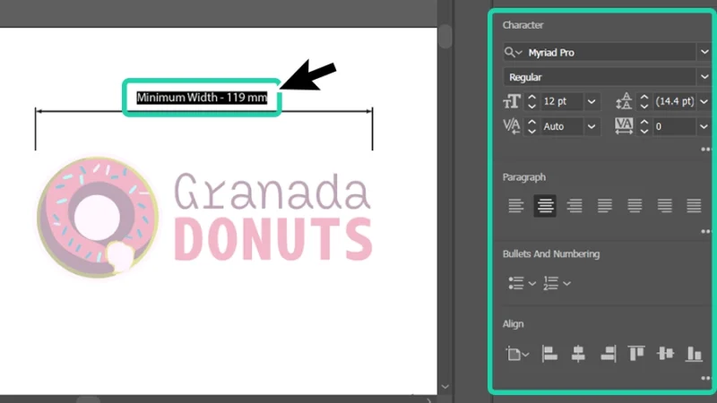 minimum width guideline added to linear dimension guide in adobe illustrator