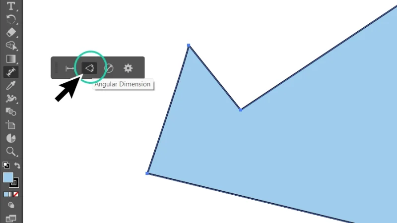 angular dimension type highlighted in taskbar in adobe illustrator