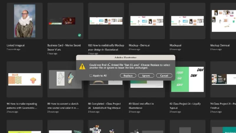 Adobe Illustrator will give a warning if links to files are broken.