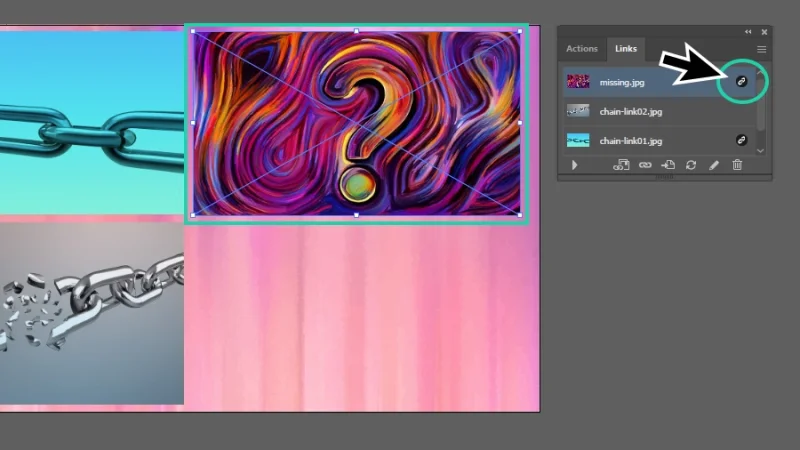 missing link file properly updated in the links panel in illustrator