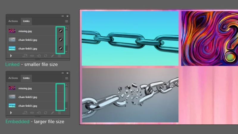 linked and embedded files represented in the links panel in illustrator