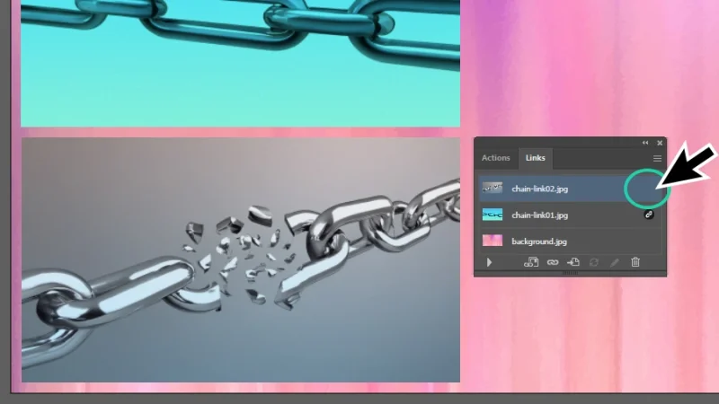embedded image highlighted in the links panel in illustrator