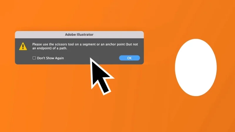 error message about the scissors tool in adobe illustrator
