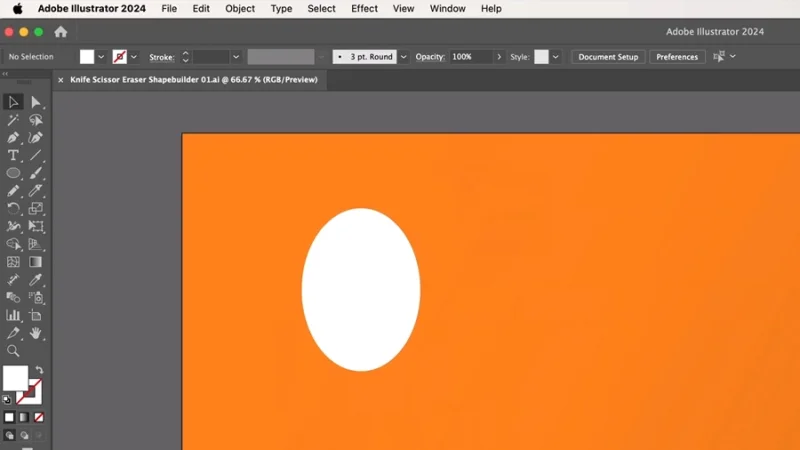 white ellipse over orange background in adobe illustrator