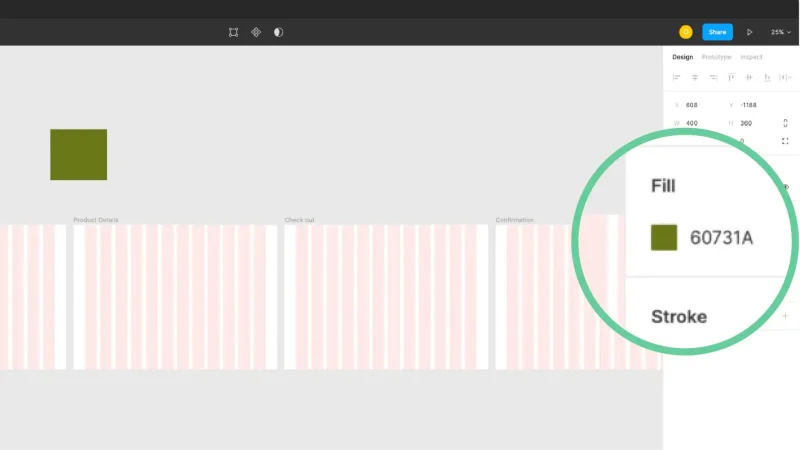 Screenshot of figma grid and fill color hex code.