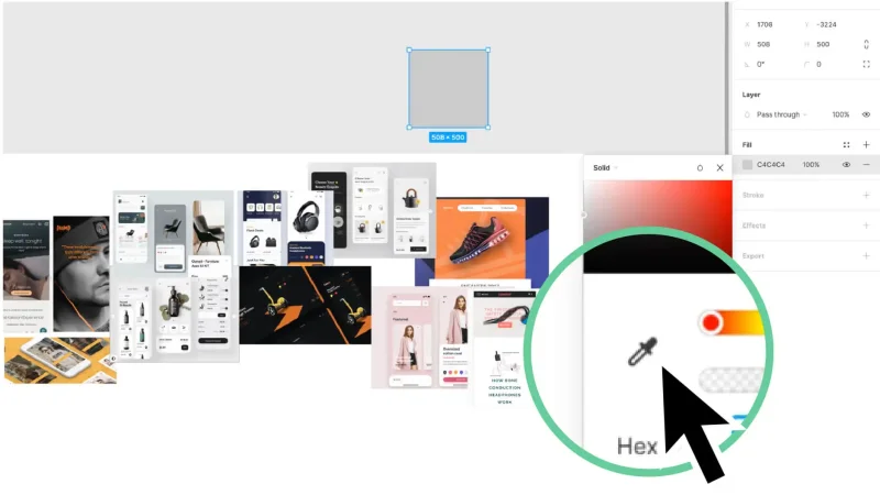 Screenshot of Figma showing close up of the Eyedropper icon.