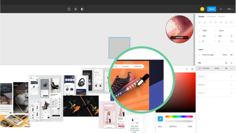 Screenshot of Figma showing close up of using the Eyedropper icon.