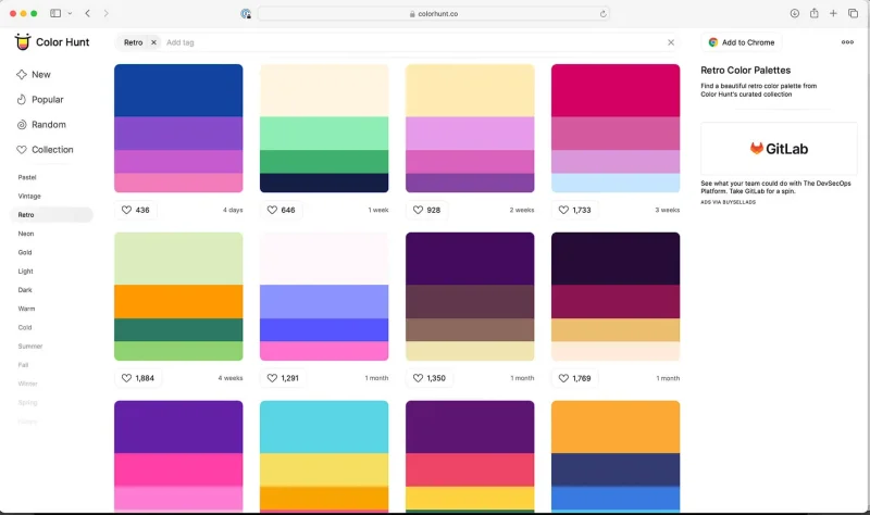 Screenshot of colorful website