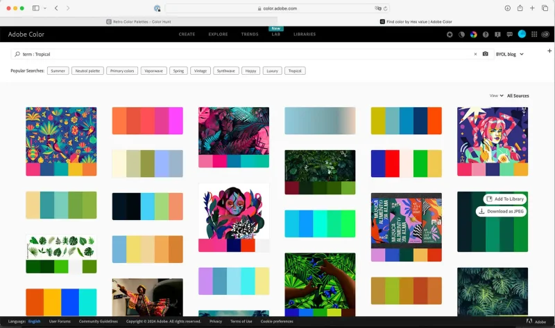 Screenshot of colorful website.