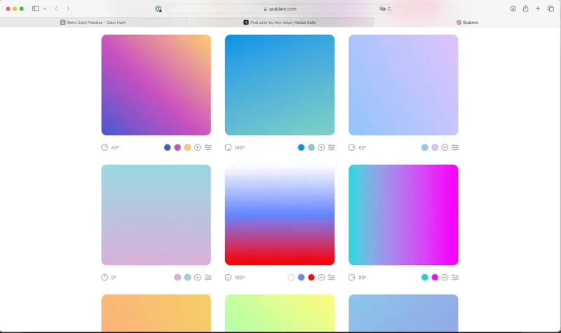 Screenshot of colorful website.