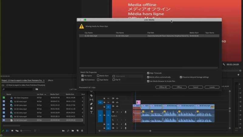Premiere Pro workspace showing a 