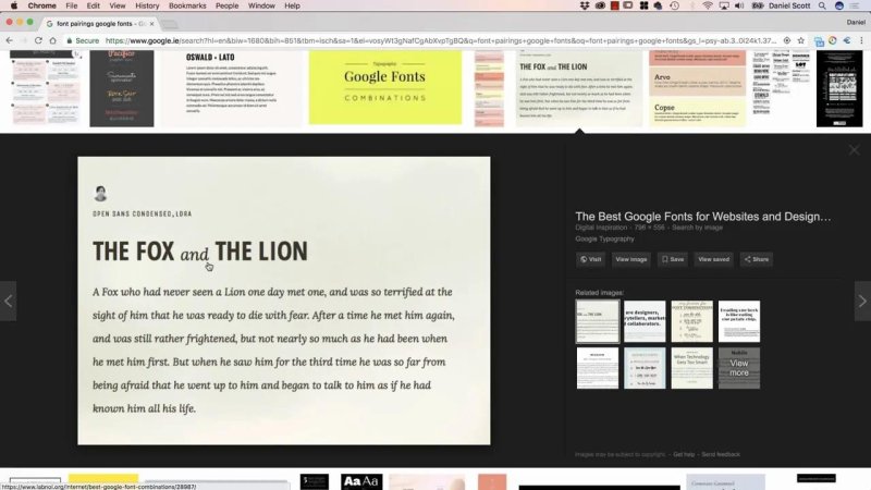 Google Images preview displaying typography pairing inspiration featuring 