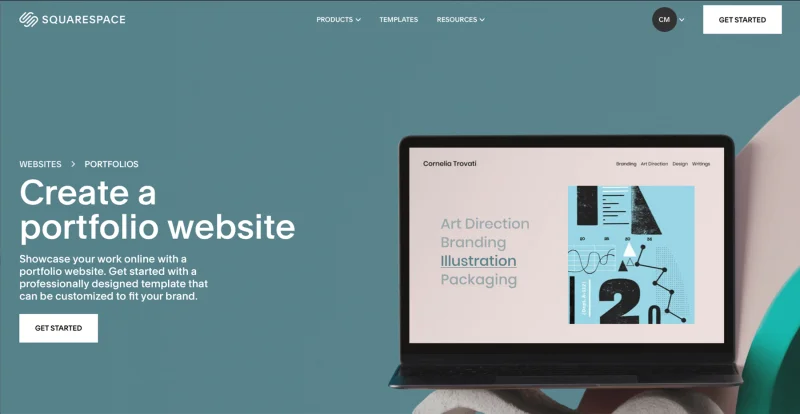 Screenshot of Squarespace website