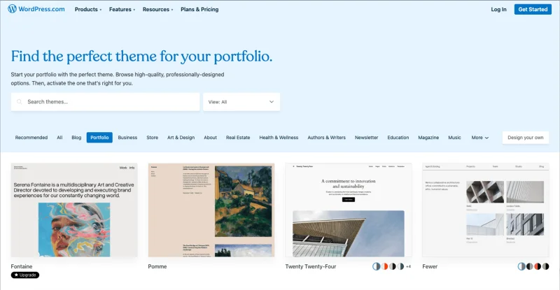 Screenshot of Wordpress templates