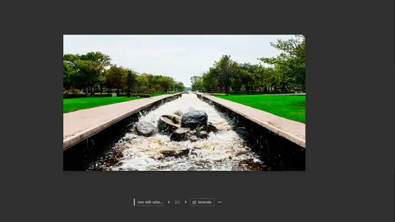 A photo of a flowing river on a road in adobe photoshop