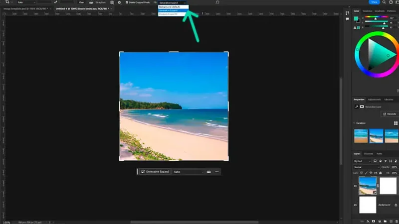 A photo of a beach in adobe photoshop