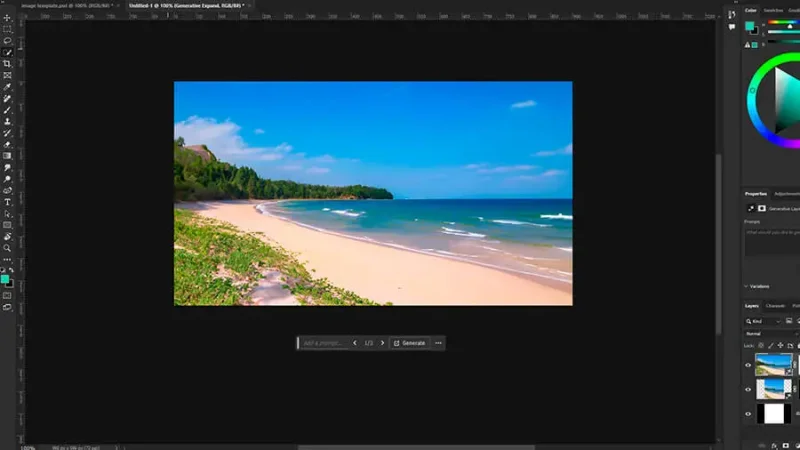 A photo of a beach in adobe photoshop