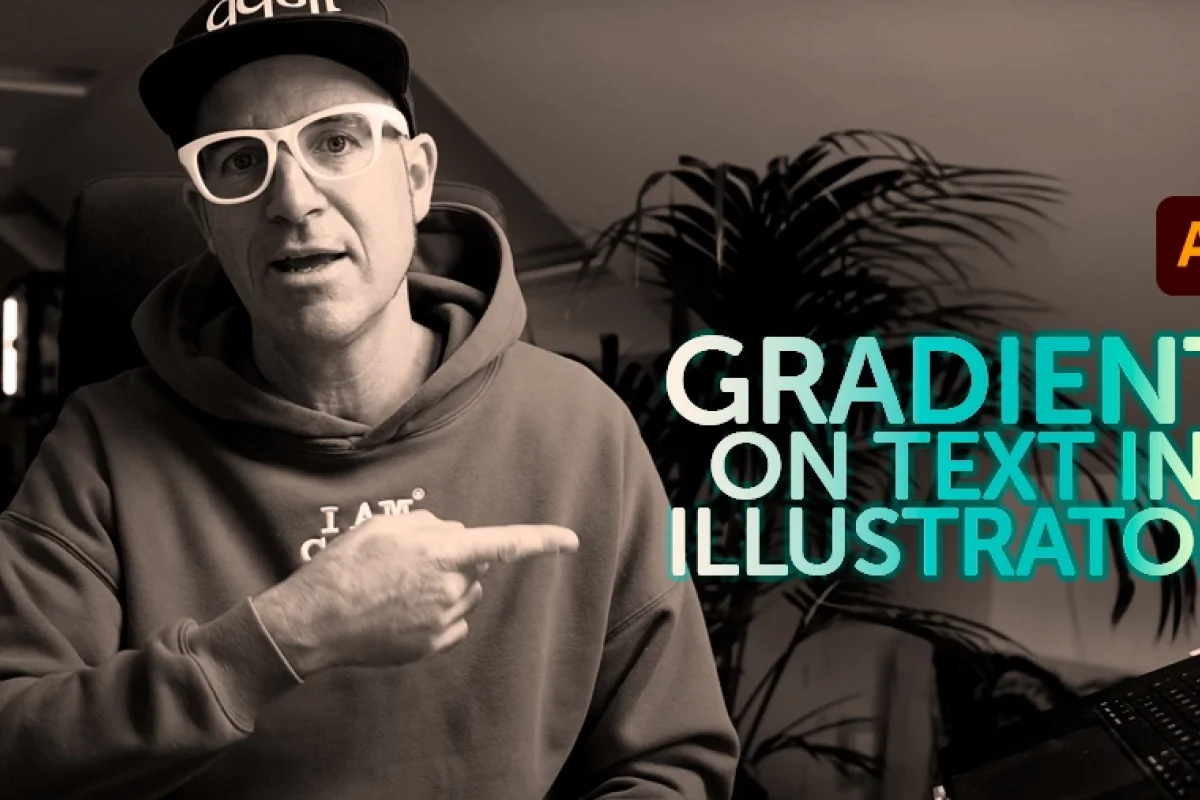 image of daniel scott pointing at gradient on text in illustrator