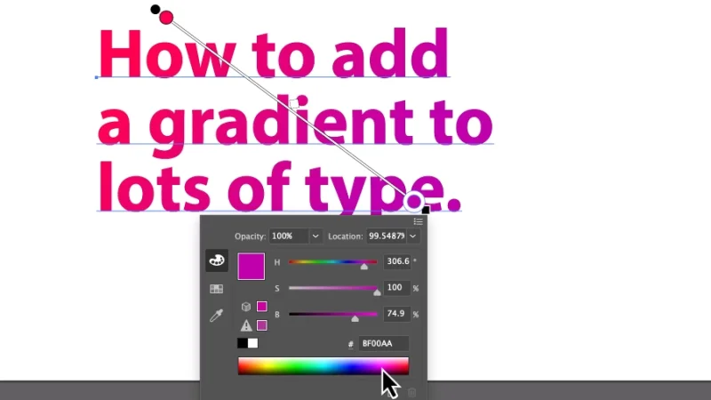 picking gradient second hue from the color panel in adobe illustrator