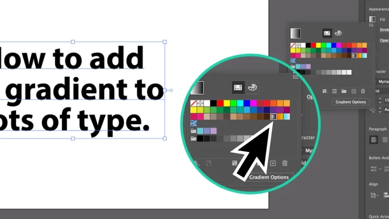 gradient fill not reflected on text element in adobe illustrator