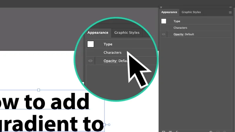 Type option on the appearance panel in adobe illustrator