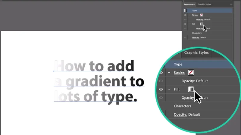 fill option highlighted from the appearance panel in adobe illustrator