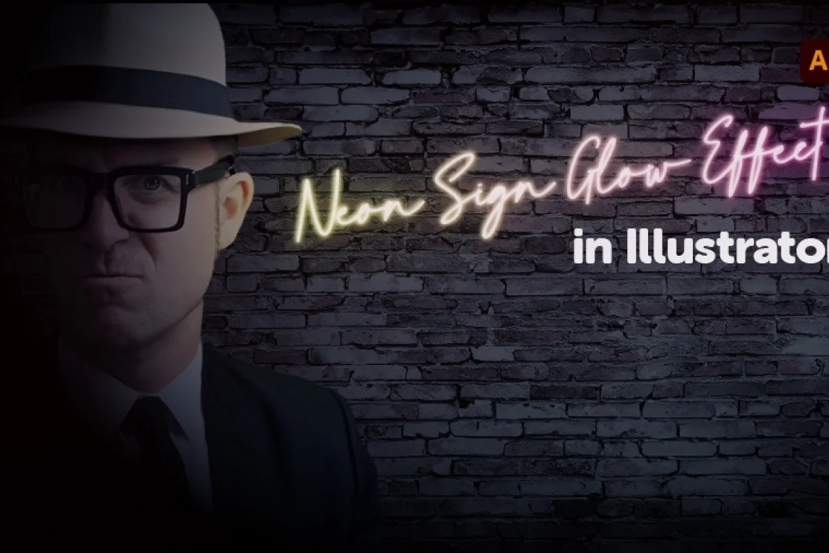 image of Daniel Scott dressed as a noir movie detective introducing neon effect in illustrator