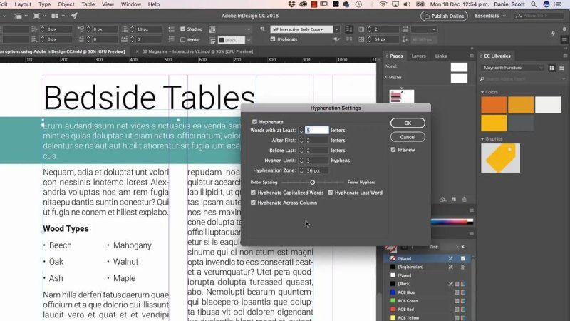 inDesign document titled 