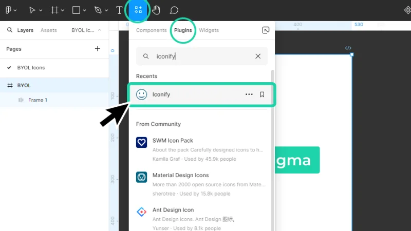 running iconify plugin in figma