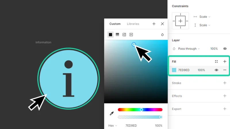 adding a new color to vector shape with color picker in figma