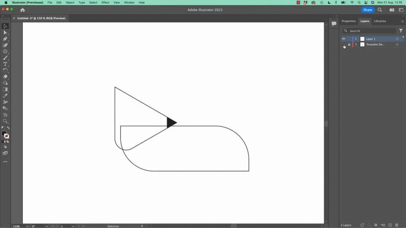 The Adobe Illustrator canvas displaying the stylized animal illustration paths cleanly with the underlying sketch template layer turned off in the Layers panel.