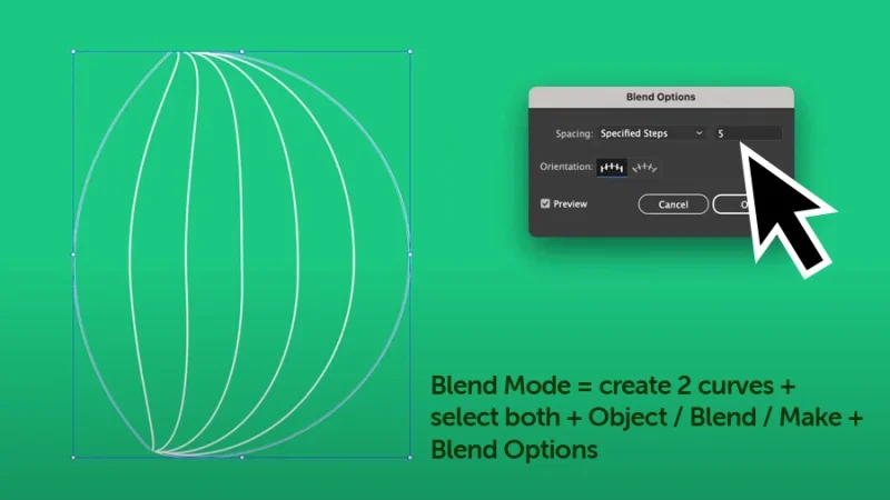 creating multiple curved lines with blend tool in illustrator