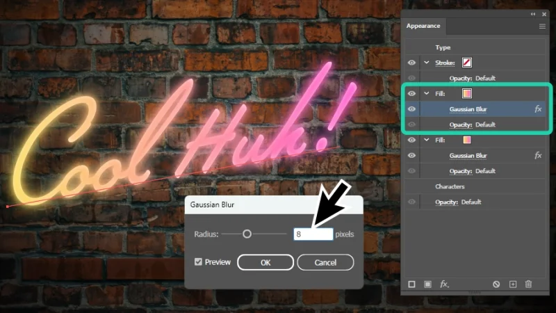manually adjusting gaussian blur radius in adobe illustrator