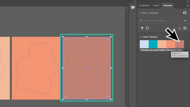 adding color to rectangle shapes using libraries color themes in illustrator