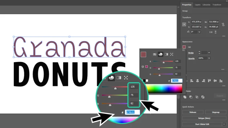 identifying a color using a hex code or rgb values in Illustrator