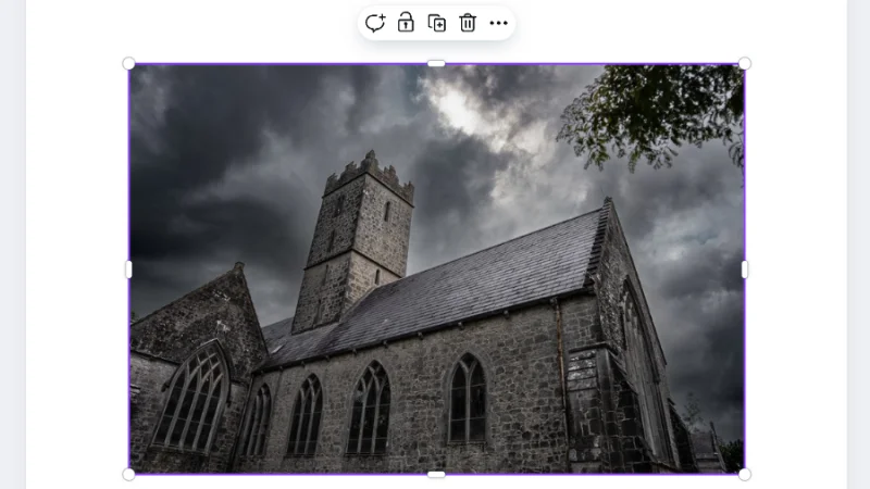moody photo of a church being edited in canva