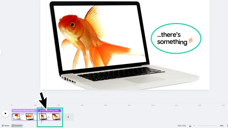video and text animation previewed on timeline and screen in canva