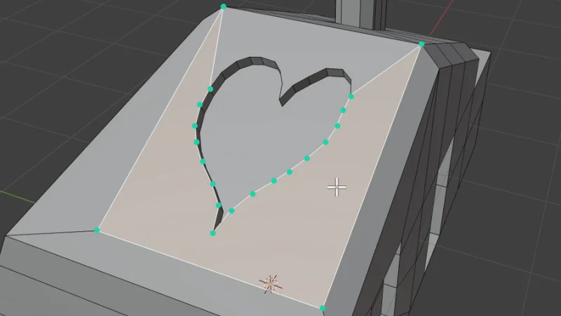 multiple cornered face shaped as a heart in blender