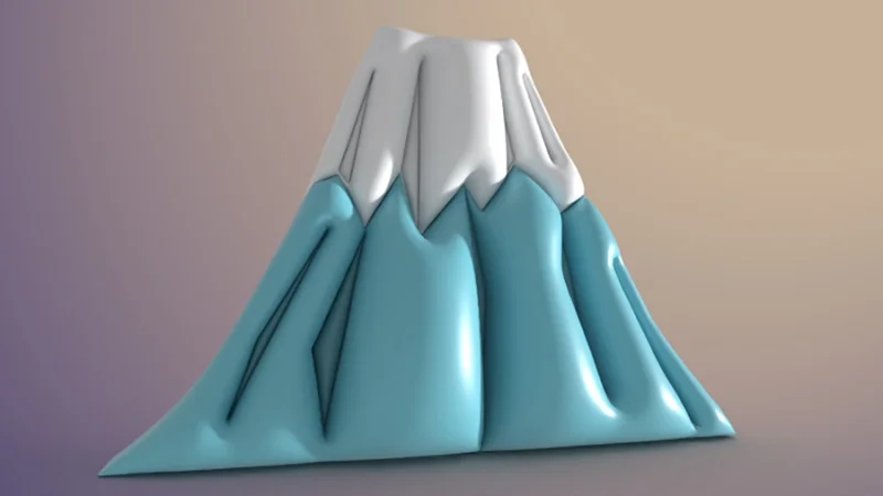 a blue and white mt fouji inflated