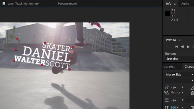 setting motion tracking effect to text layer in after effects