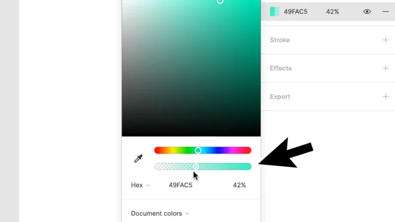 adjusting transparency with the opacity slider in figma