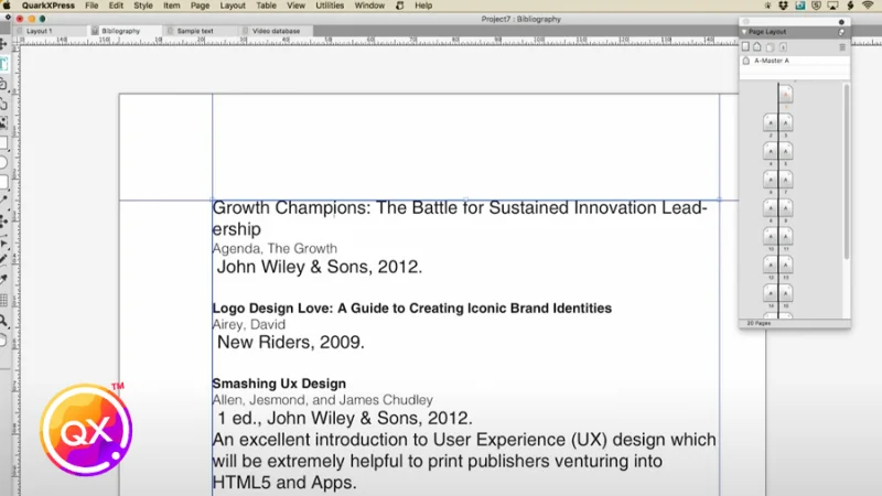 detail of a page design built in quarkxpress