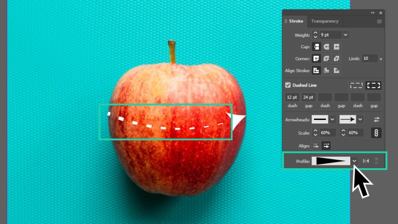 width profile preview highlighted in illustrator