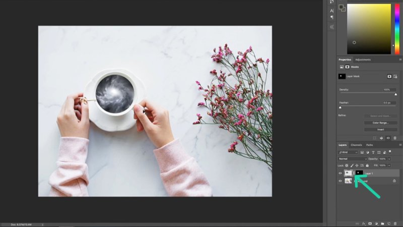 Breaking the link icon between the image and mask thumbnails will allow for separate adjustments.